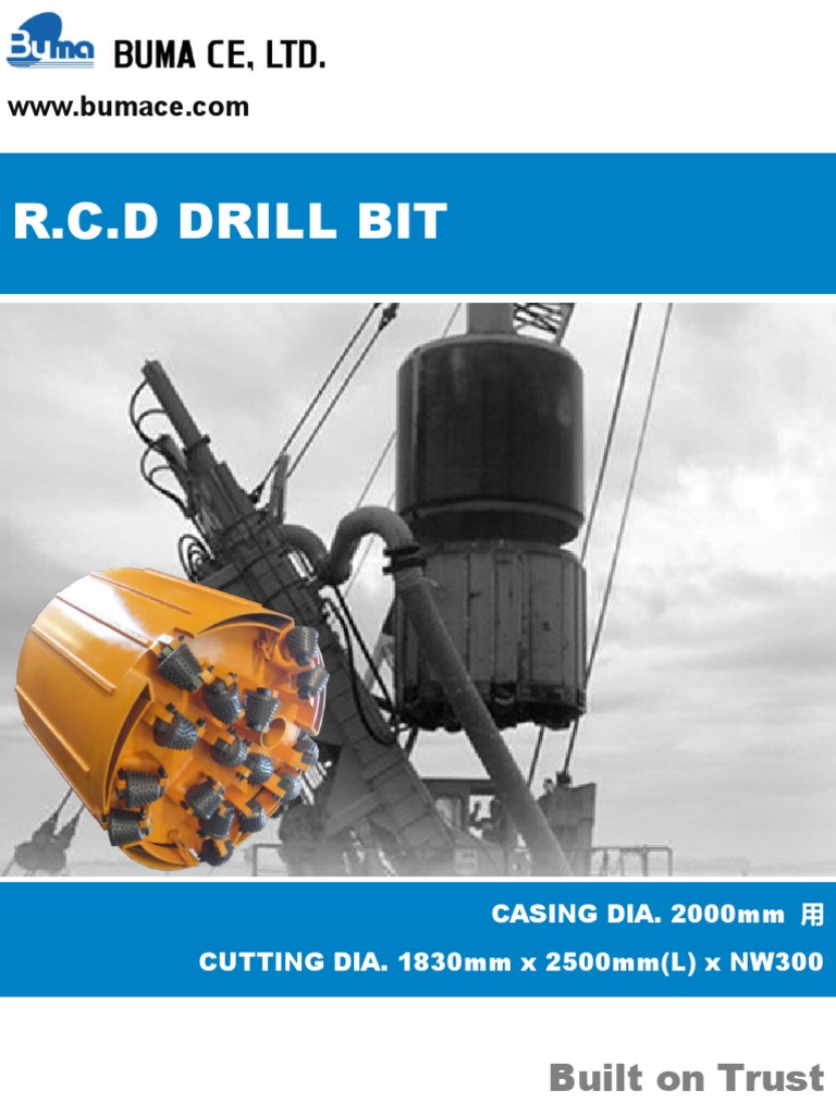 Specification Sheet For RCD Drill Bit | PDF | Equipment | Woodworking
