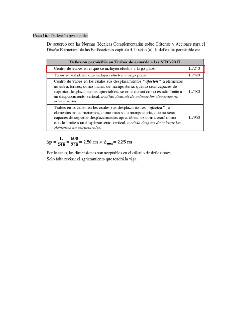 Deflexión Permisible en Vigas según NTC 2017 | PDF