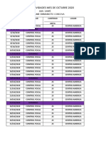 Cuadro de Actividades Mes de Octubre 2020