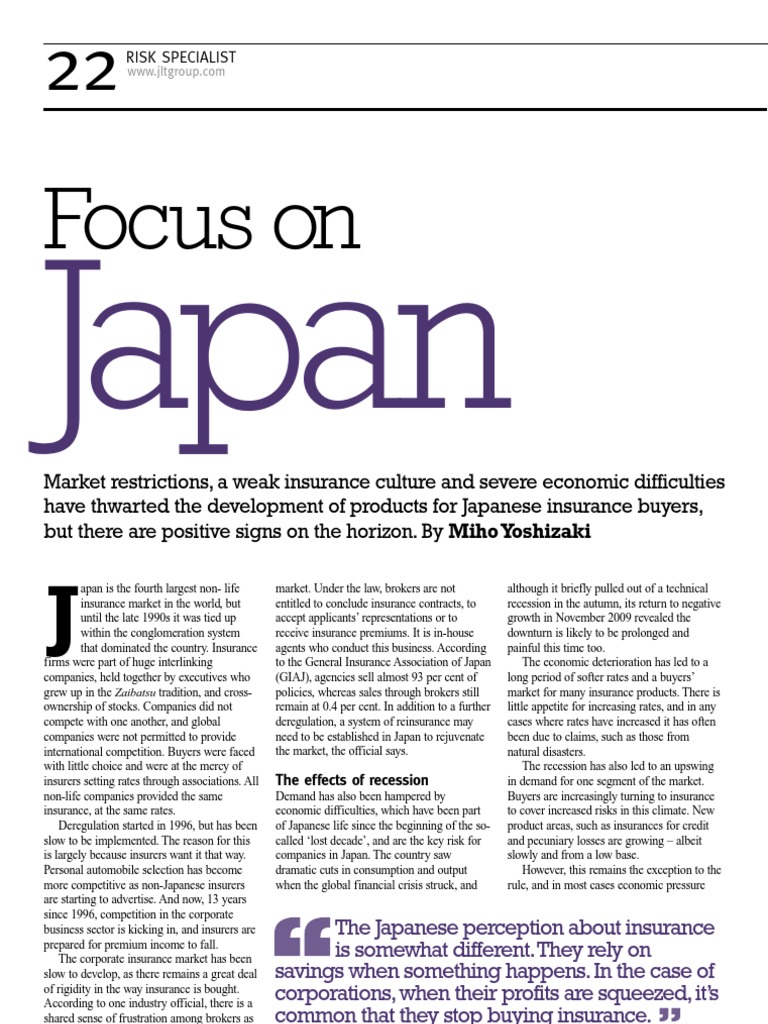 Focus On Japan Risk Specialist Issue 7 | PDF | Insurance | Japan