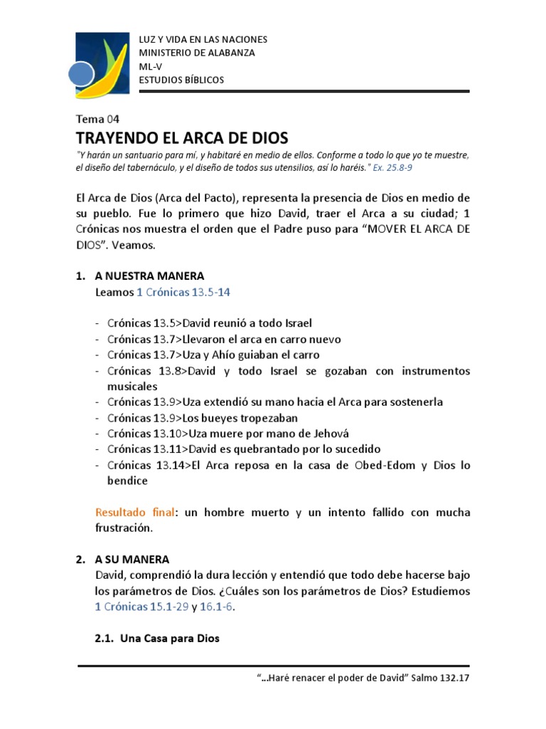 2012 - 04 - Trayendo El Arca de Dios | PDF | Arca de la Alianza | David