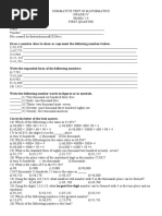 SUMMATIVE TEST IN MATHEMATICS A