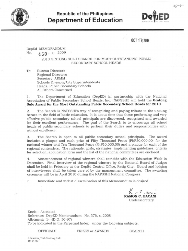 Deped memorandum