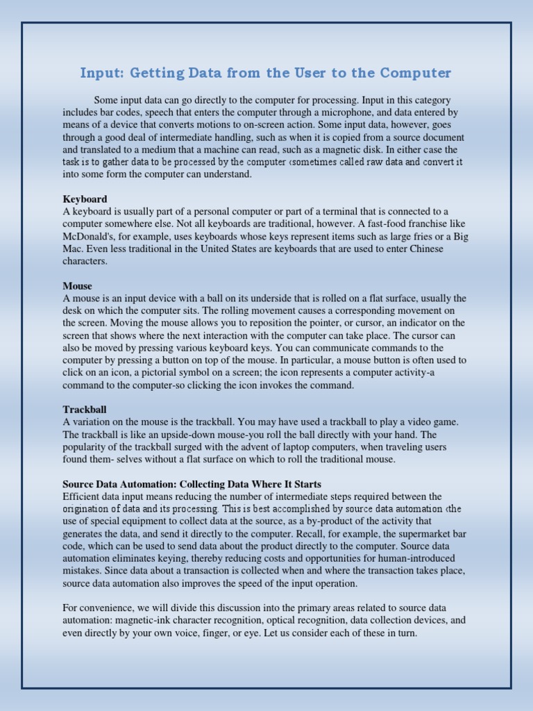 Input Methods and Source Data Automation: An Overview of How User Data ...