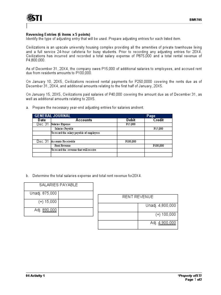 Jcps Accounting 04 Activity 1 | PDF | Debits And Credits | Expense