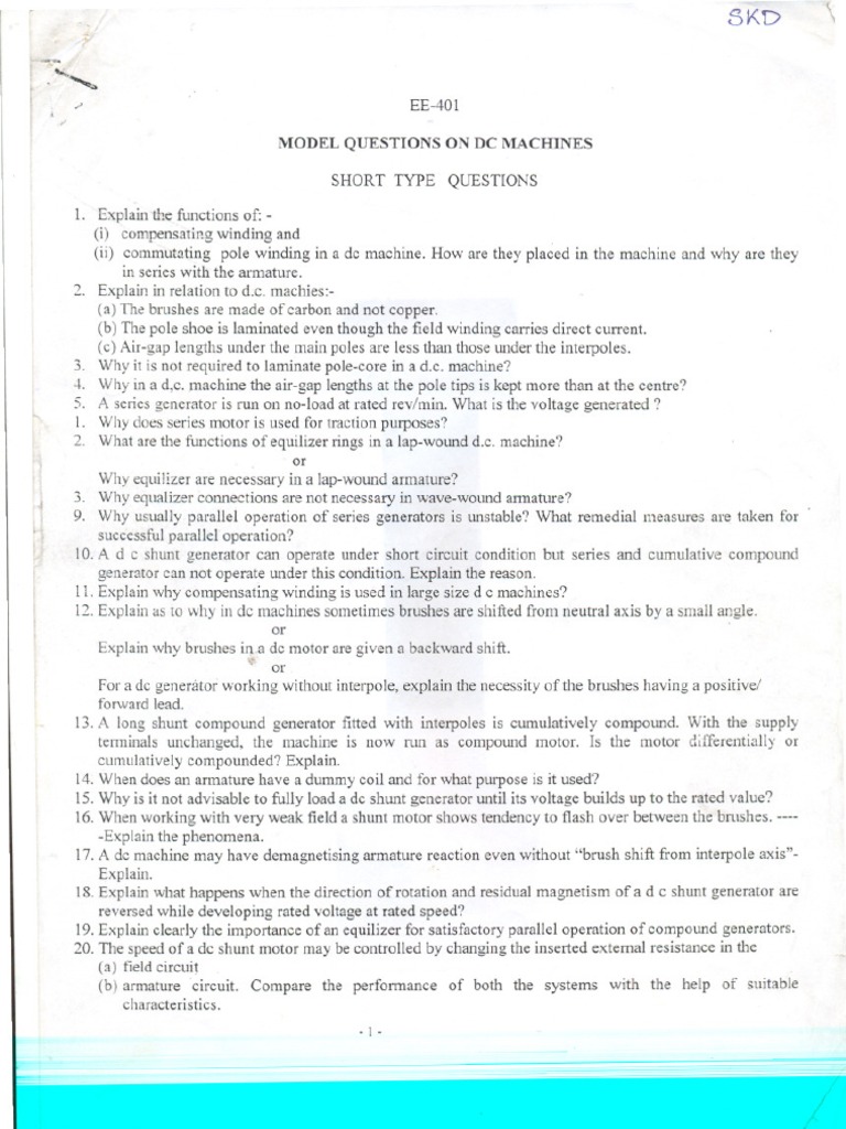 DC Machines: Key Questions & Concepts | PDF