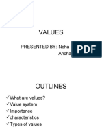 Values: PRESENTED BY:-Neha Malik Anchal Garg