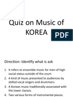 Quiz On Music of KOREA