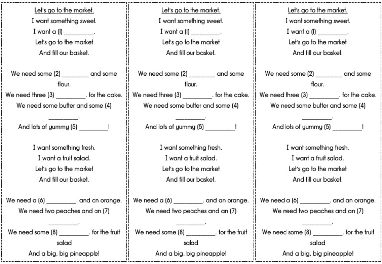Let's Go To The Market Song Lyrics | PDF | Cakes | Foods