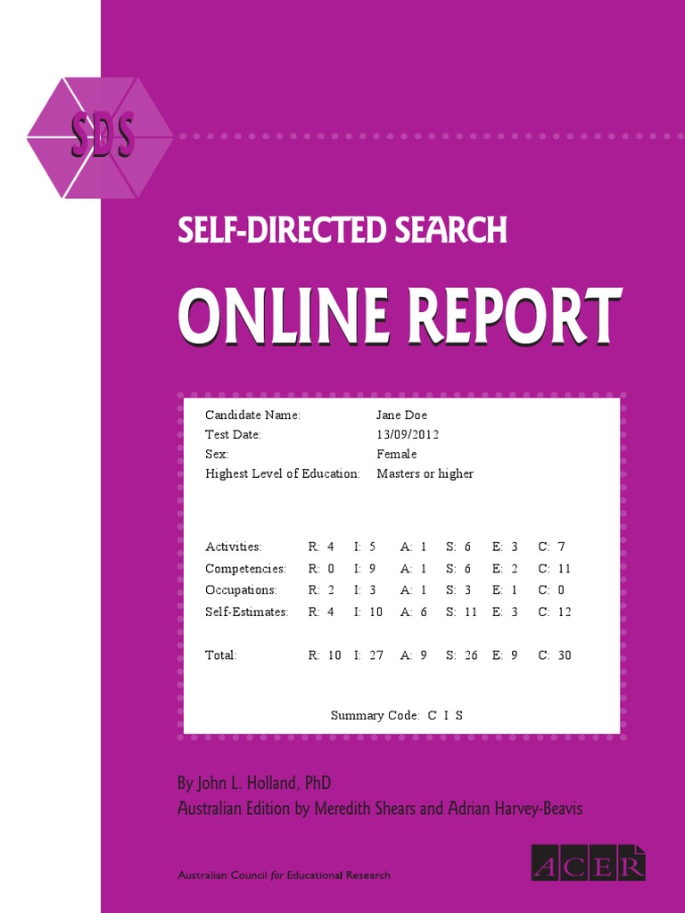 Self directed search pdf