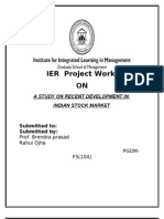 IER Project Work ON: A Study On Recent Development in Indian Stock Market