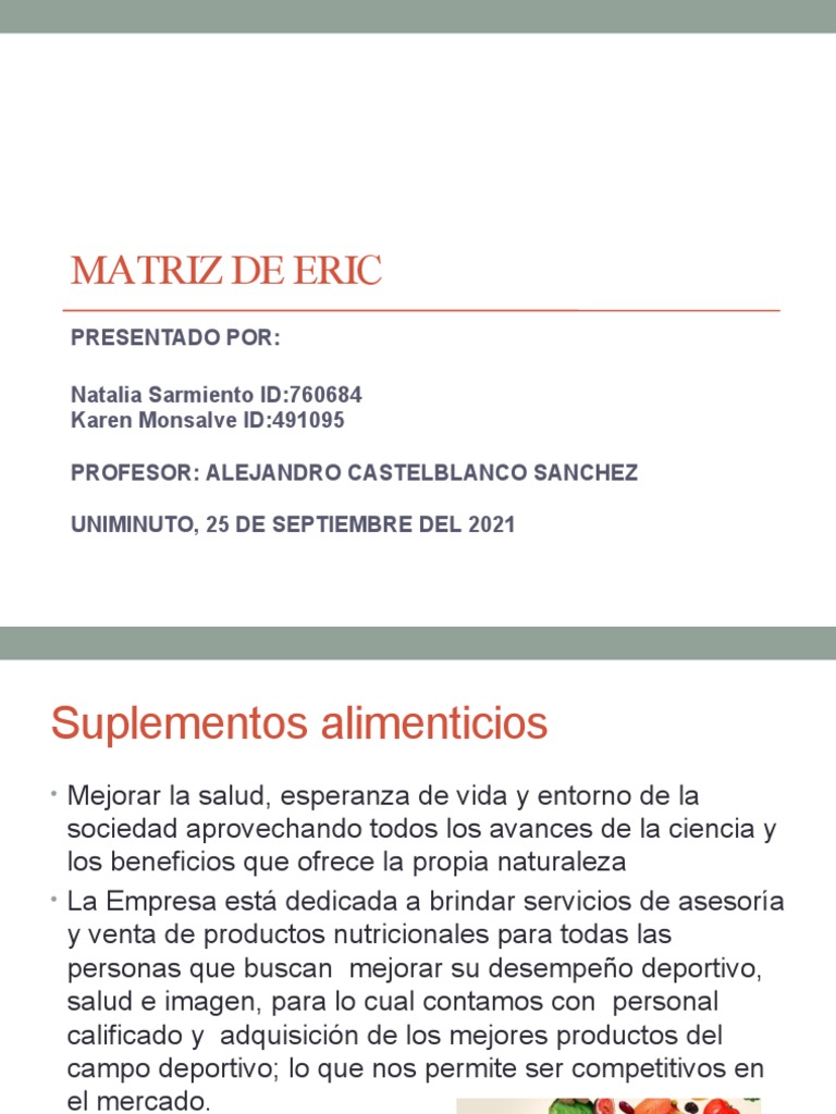 Matriz ERIC para Suplementos Nutricionales | PDF | Negocios