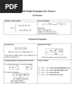 Add Maths Formulae List: Form 4: y F y FX