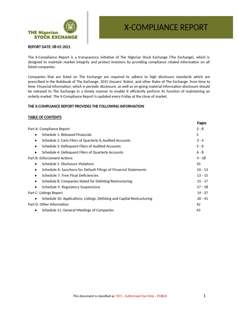X-Compliance Report: Nigerian Stock Exchange | PDF | Initial Public ...