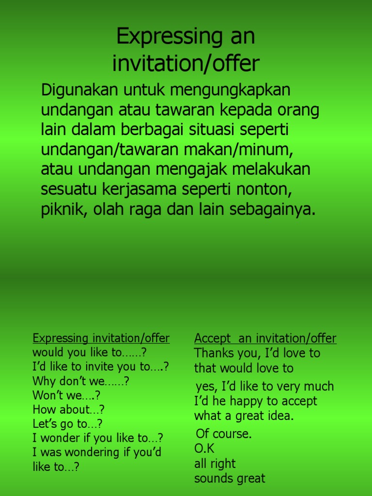Invitation and Offer Expressions Guide | PDF