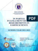 In Partial Fulfillment of The Requirements in Earth Science: SCHOOL YEAR 2021-2022