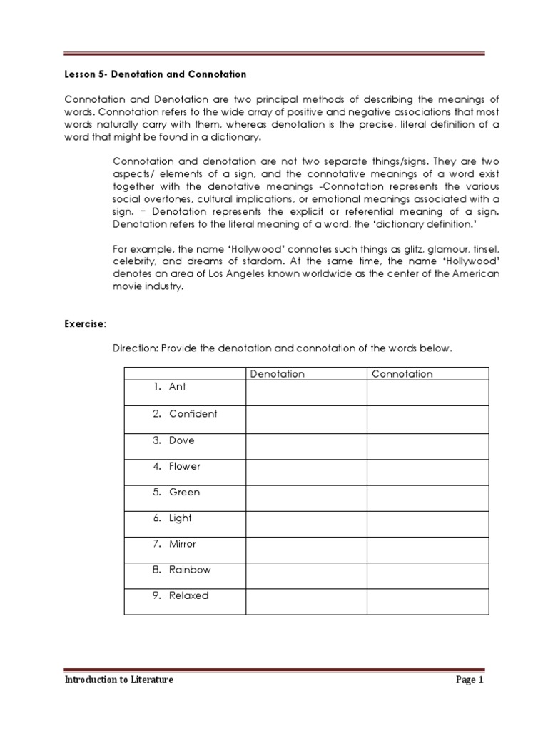 Lesson 5-Denotation and Connotation | PDF | Language Arts & Discipline ...