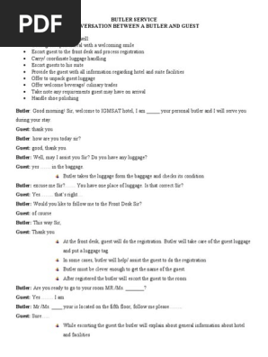 Housekeeping Butler Script