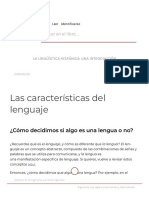 Las Características Del Lenguaje - La Lingüística Hispánica - Una Introducción