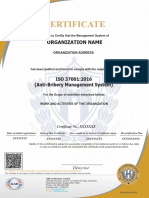 Organization Name: ISO 37001:2016 (Anti-Bribery Management System)