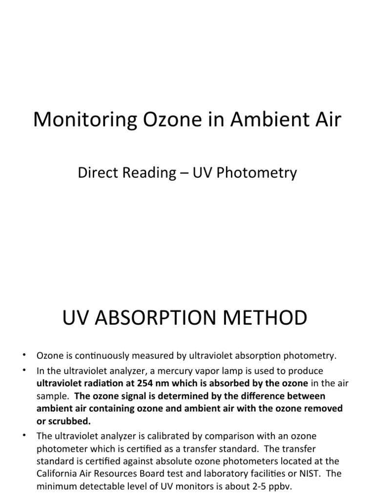 Monitoring Ozone in Ambient Air: Direct Reading - UV Photometry | PDF ...