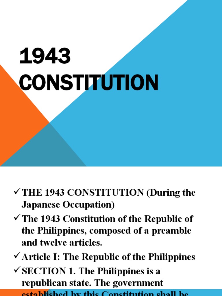 1943 Constitution | PDF | Political Charters | Sources Of Law