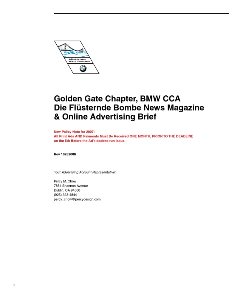 Golden Gate Chapter, BMW CCA Die Flüsternde Bombe News Magazine ...