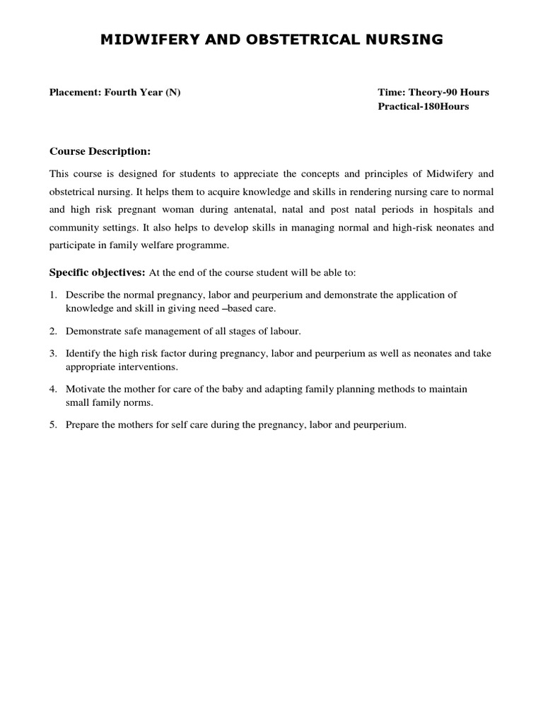 Midwifery and Obstetrical Nursing Course | PDF | Childbirth ...