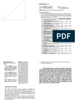 Worksheet 2: DIRECTION: Answer Honestly The Questions Stated Below. I. Self-Esteem Test