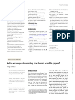 Active Versus Passive Reading How To Read Scientific Papers