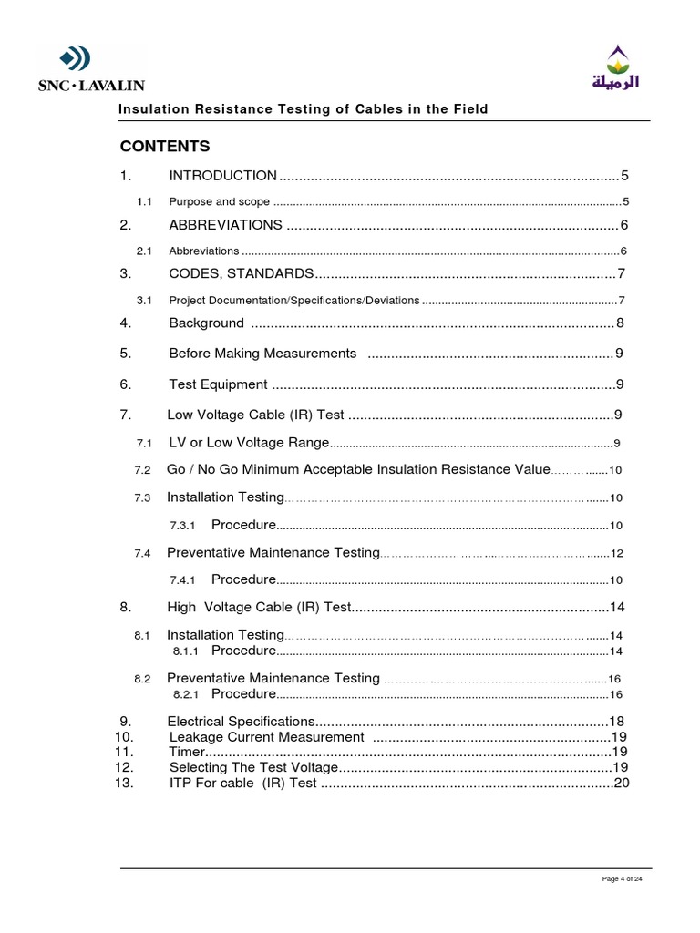 Insulation Resistance Testing of Cables in The FieldRev01 PDF