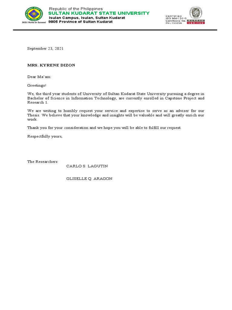 request letter for adviser in thesis
