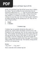 Container and Empty Tags in HTML