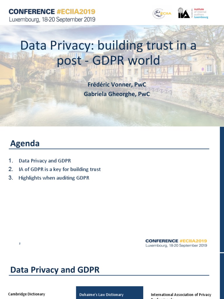 Data Privacy Building Trust in A Post GDPR World Frédéric Vonner