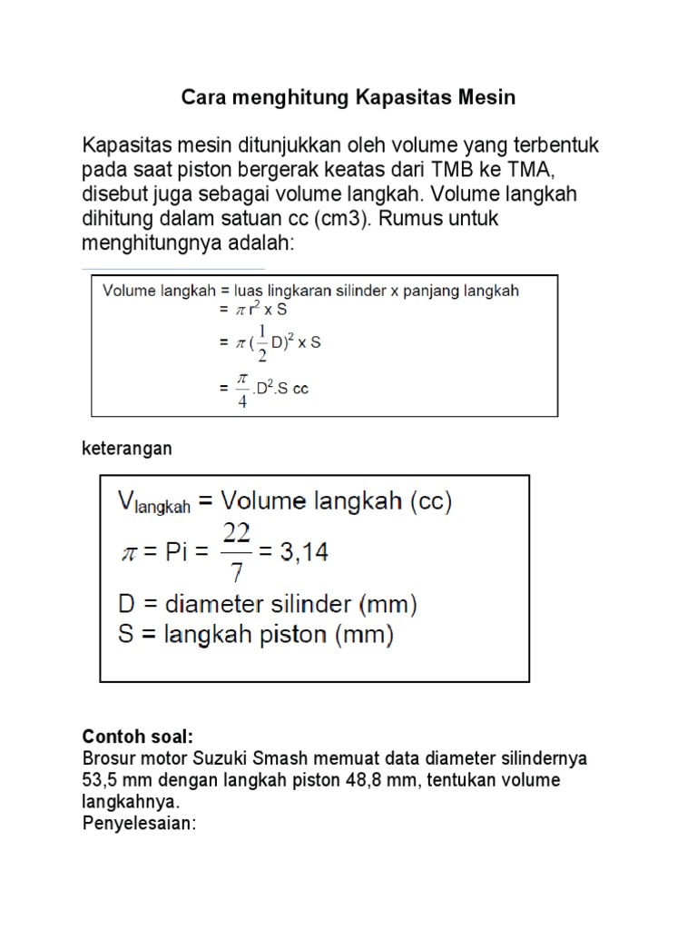 Elearning Cara Menghitung Kapasitas Mesin | PDF