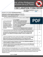 Health Declaration Form: (Buong Pangalan) (Petsa) (Oras) (Kasa/ukuyang Tirahan) : (Numero NG Telepono)