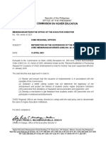 Memorandum From The Office of The Executive Director MOED No. 109 Series of 2021 On The Reiteration of The Suspension of The Implementation of CHED Memorandum Order CMO No. 22 Series of 2003