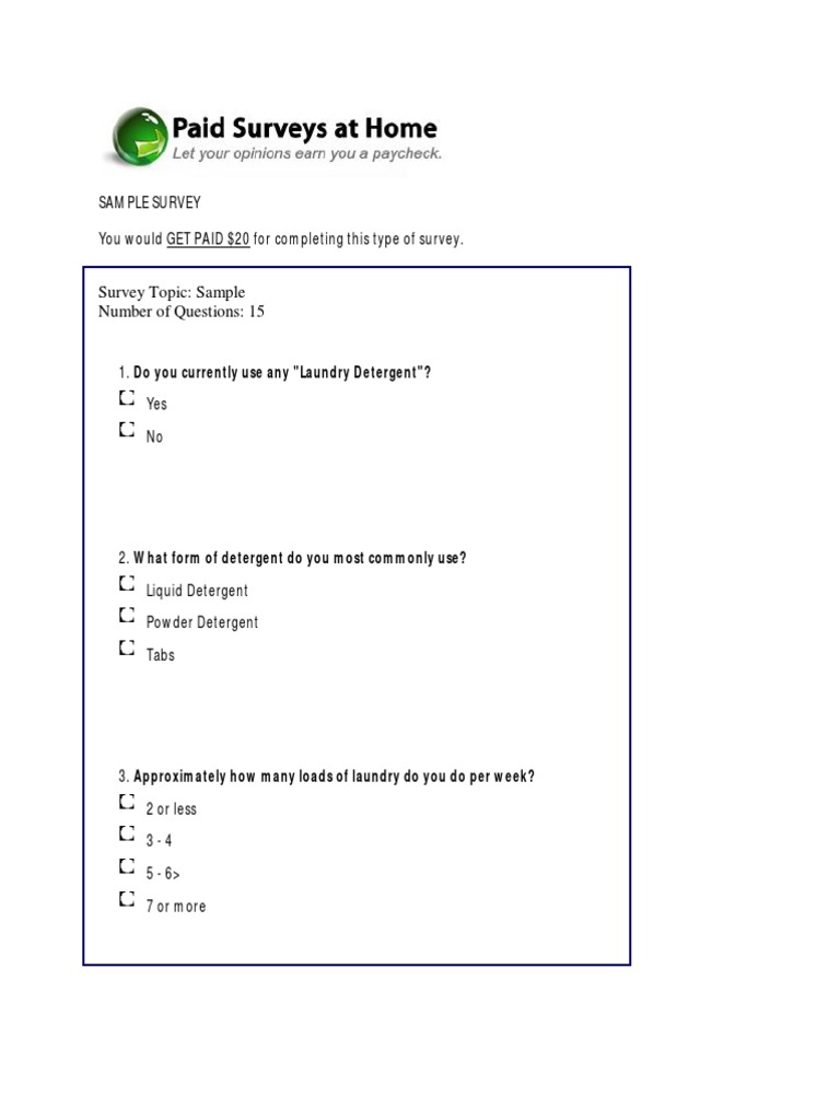Laundry Survey for $20 Reward | PDF | Laundry | Business Process