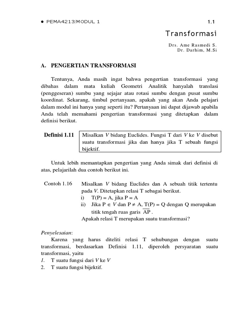 Pengertian Transformasi dalam Geometri | PDF