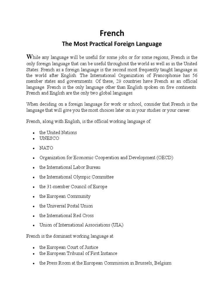 Why Study French PDF French Language France