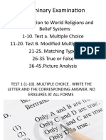 Prelim Exam (World Religion)
