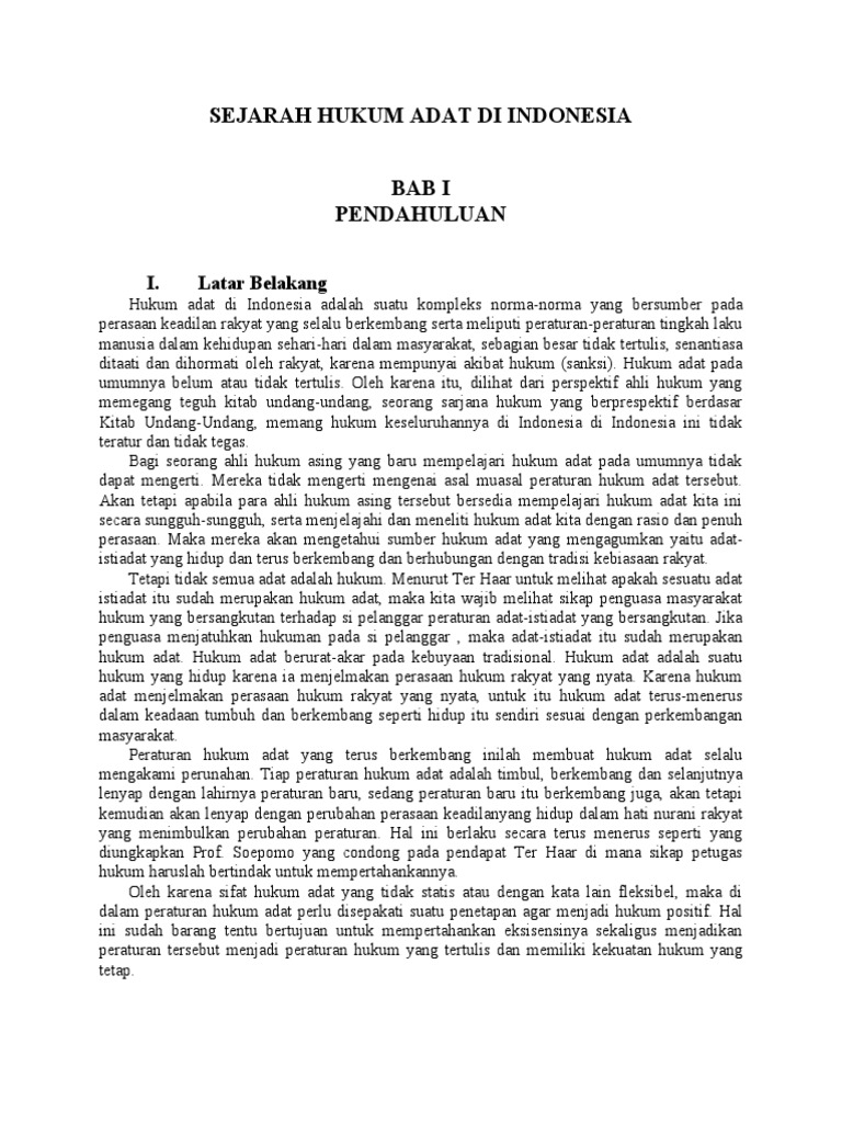 Sejarah Hukum Adat Di Indonesia Pdf