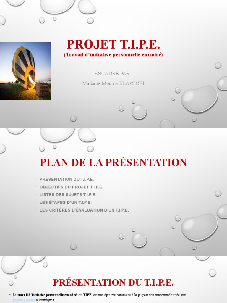 Guide de Présentation du TIPE PDF — free download