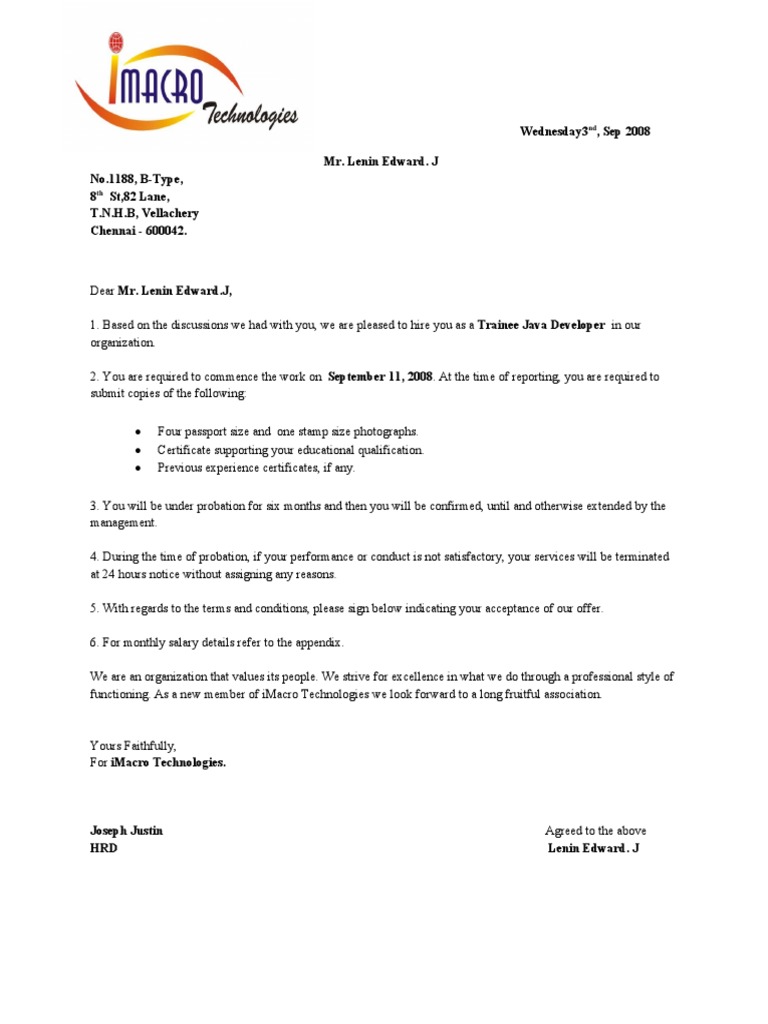 Company Offer Letter - MosOp