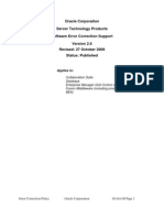 Oracle Corporation Server Technology Products Software Error Correction Support Revised: 27 October 2009 Status: Published