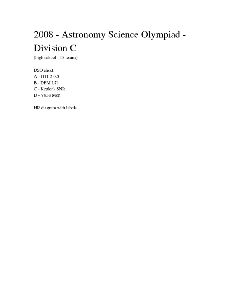 2008 Astronomy Science Olympiad Division C PDF Apparent Magnitude