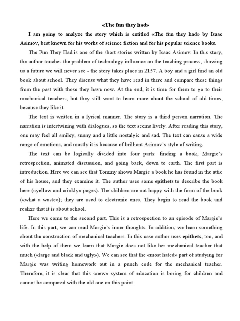 The Fun They Had PDF Isaac Asimov Laughter