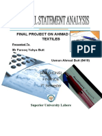 Final Project On Ahmad Hassan Textiles: Bba (Hons) Finance 7 Semester