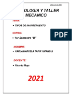 1er Sem Electroecanca Tecnologia y Taller Mecanico Tipos de Mantenimiento Salazar Tapia Renato Akin