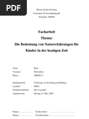Die Bedeutung Von Naturerfahrungen Fur Kinder In Der Heutigen Zeit Pdf